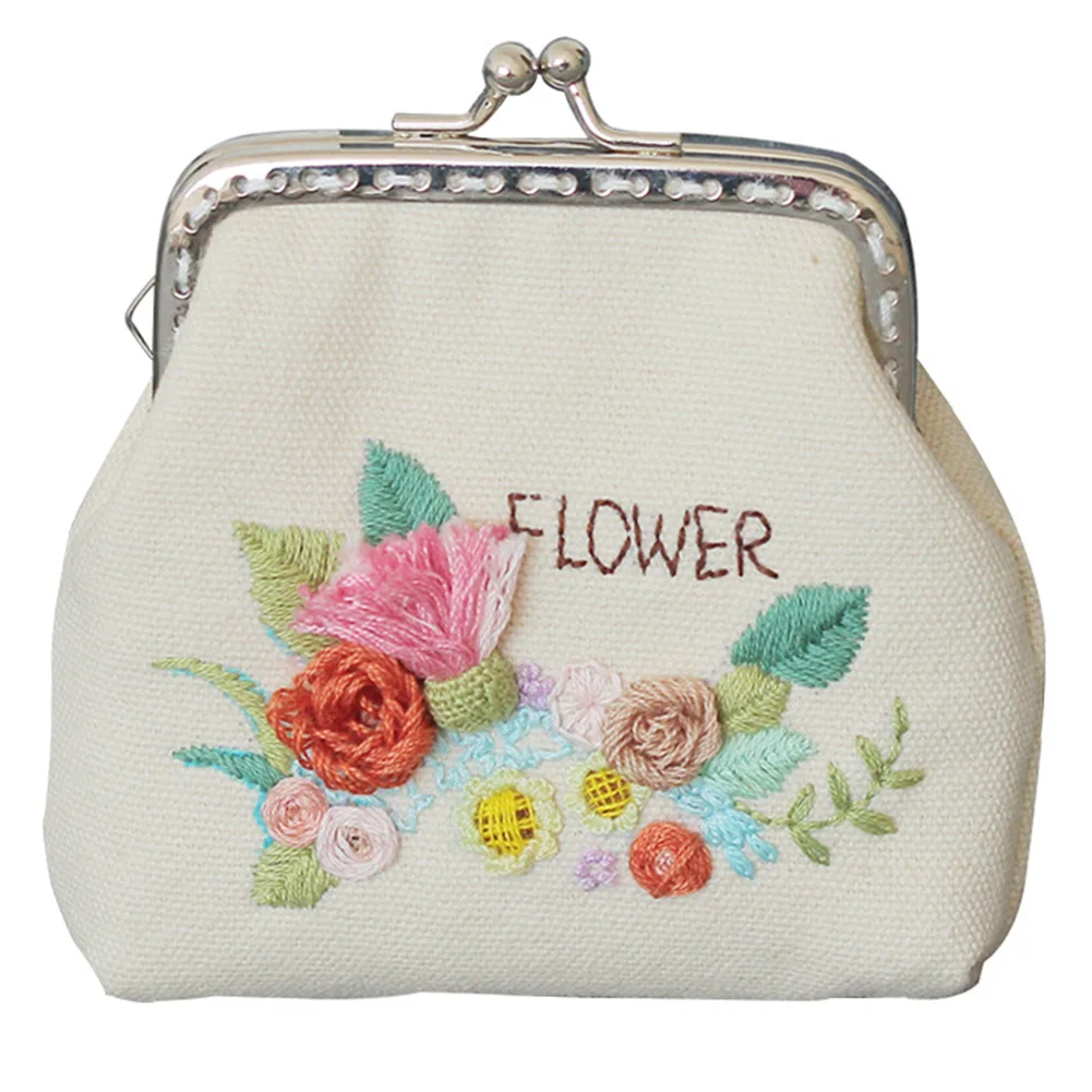 Женский винтажный кошелек для вышивки крестиком с цветком и деревом, Подарочный кошелек для шитья, сумочка для рукоделия ручной работы