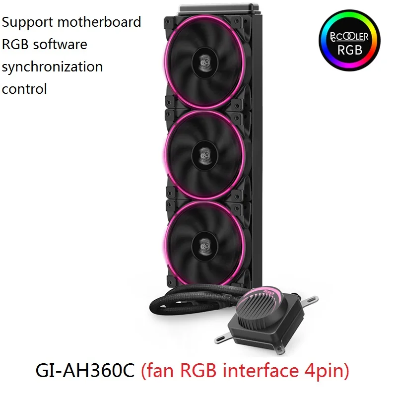 Pccooler GI-AH360C AH280C cpu кулер для воды 120 мм HALO вентилятор RGB для AMD AM4 AM3 intel 2011 2066 115X cpu Радиатор жидкого охлаждения - Цвет лезвия: GI-AH360C RGB 4PIN