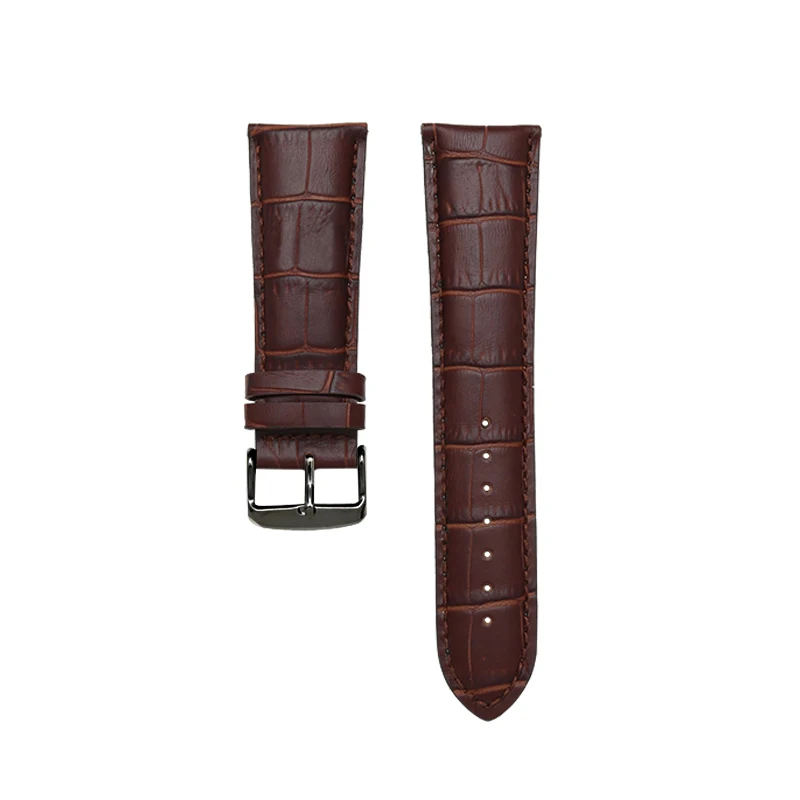 Men's Genuine Leather Alligator Grain Watch Strap with Pin Buckle Clasp, 22mm-28mm Adjustable Bracelet