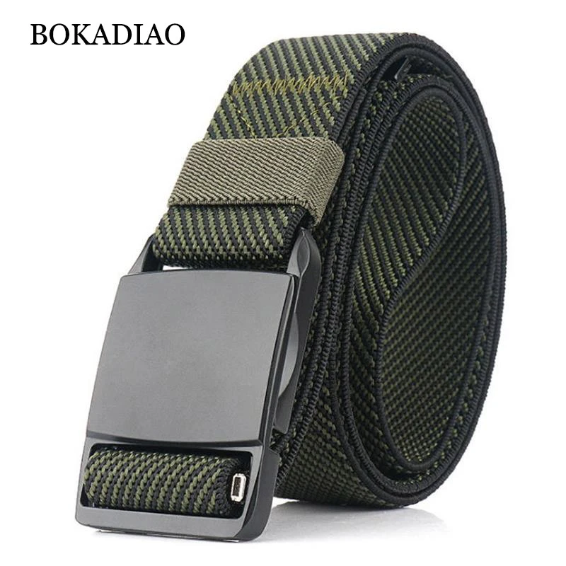 BOKADIAO cinturones tácticos de combate militar para hombre, hebilla magnética, cinturón lona de de nailon elástico, Correa verde militar|Cinturones hombre| -