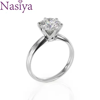 

NASIYA 1ct 6.5mm EF Color Moissanite Engagement Ring 14k White Gold For Women Wedding Engagement Fine Jewelry
