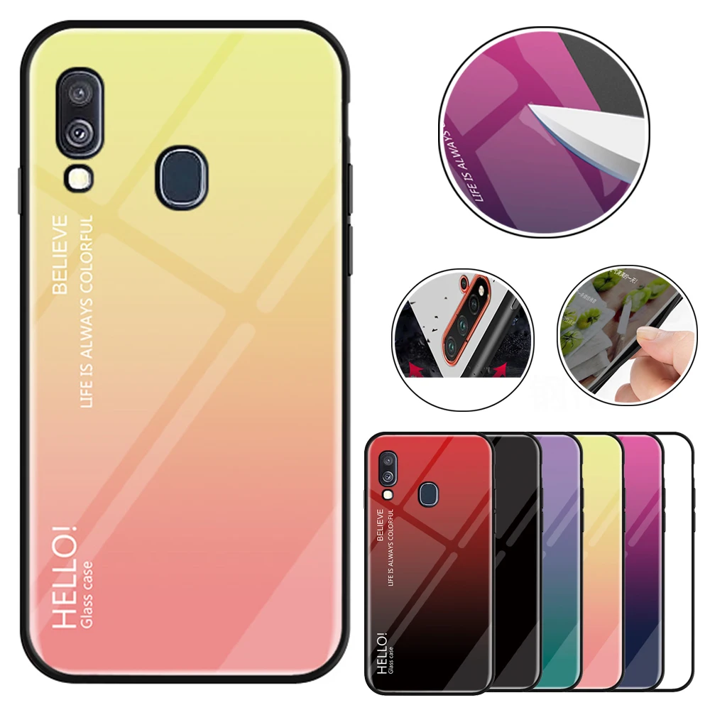

A50 A70 Tempered glass case For Samsung Galaxy A10 A10E A20 A20E A30 A40 A60 Protective Case Back Cover A8 plus 2018 A8s