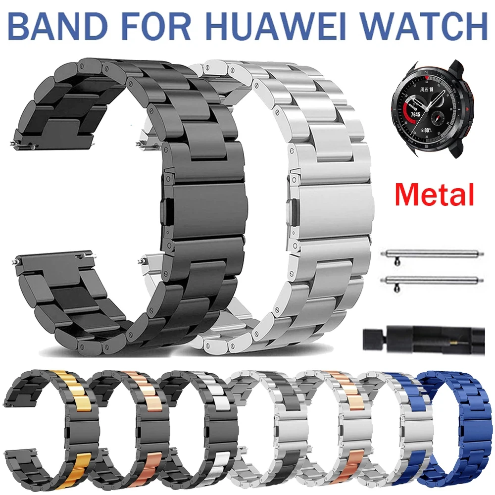 Mens Stainless Steel Strap for HUAWEI Watch GT 2 Pro Metal Band Bracelet Luxury Watchband Accessories 20mm 22mm | Наручные часы