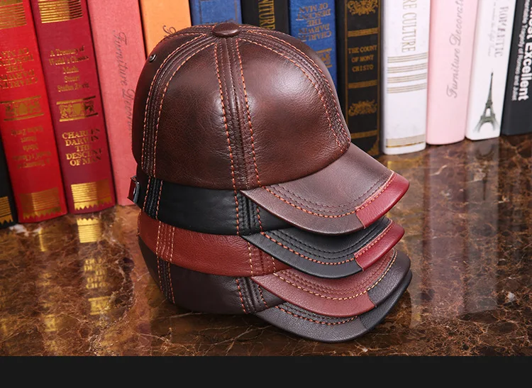 Бейсболка из натуральной кожи, уличная Кепка От Солнца, сезонная теплая и ворсовая Кепка для мужчин и женщин, кожаная кепка
