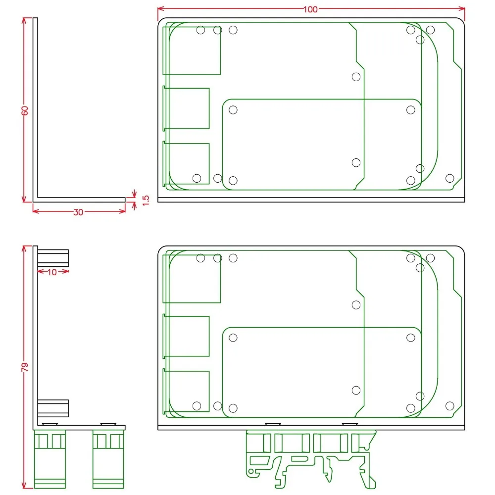 DIN рейка кронштейн для Raspberry Pi 2 3 B+ Zero UNO MEGA