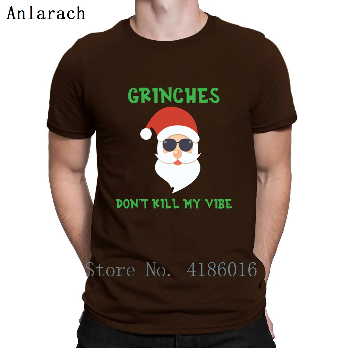 Grinches Don T Kill My Vibe/крутая футболка с Санта Клаусом графическая Весенняя Персонализированная хлопковая футболка для отдыха, размер S-5xl, стиль - Цвет: coffee