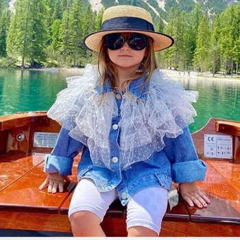 

2020 Fashion Spring Autumn Kids Girl Denim Jacket Toddler Girl Jean Jacket Lace Decoration Baby Girl Chaqueta Top Clothes