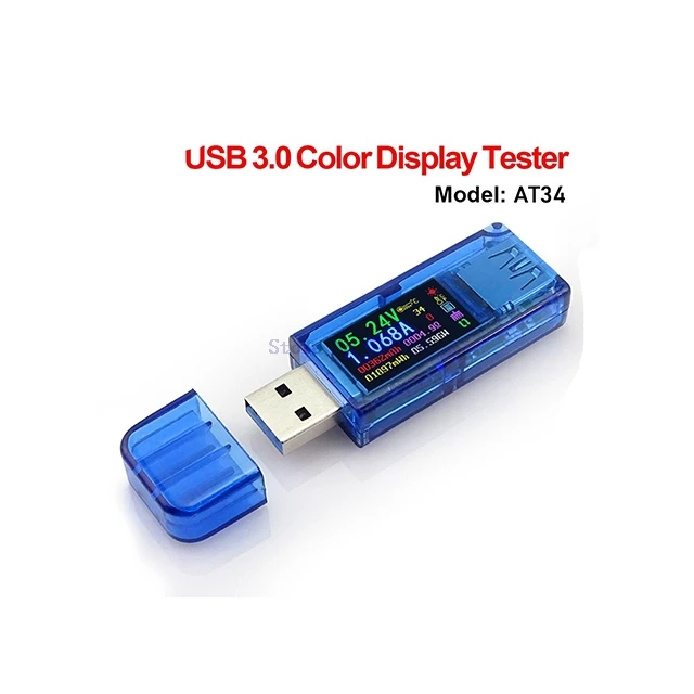 

A5-- AT34 USB 3.0 color LCD Voltmeter ammeter voltage current meter multimeter battery charge power bank USB Tester