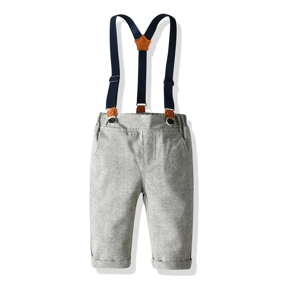 Baby boy clothes Boy plaid shirts with overalls fashion kids 2PCS Sets gentleman casual children Autumn sets