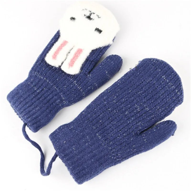 ideacherry Baby Cartoon Rabbit Gloves Winter Child Thicken Warm Gloves Kids Girls Cute Full Fingers Cute Rabbit Hair Wool Mitten