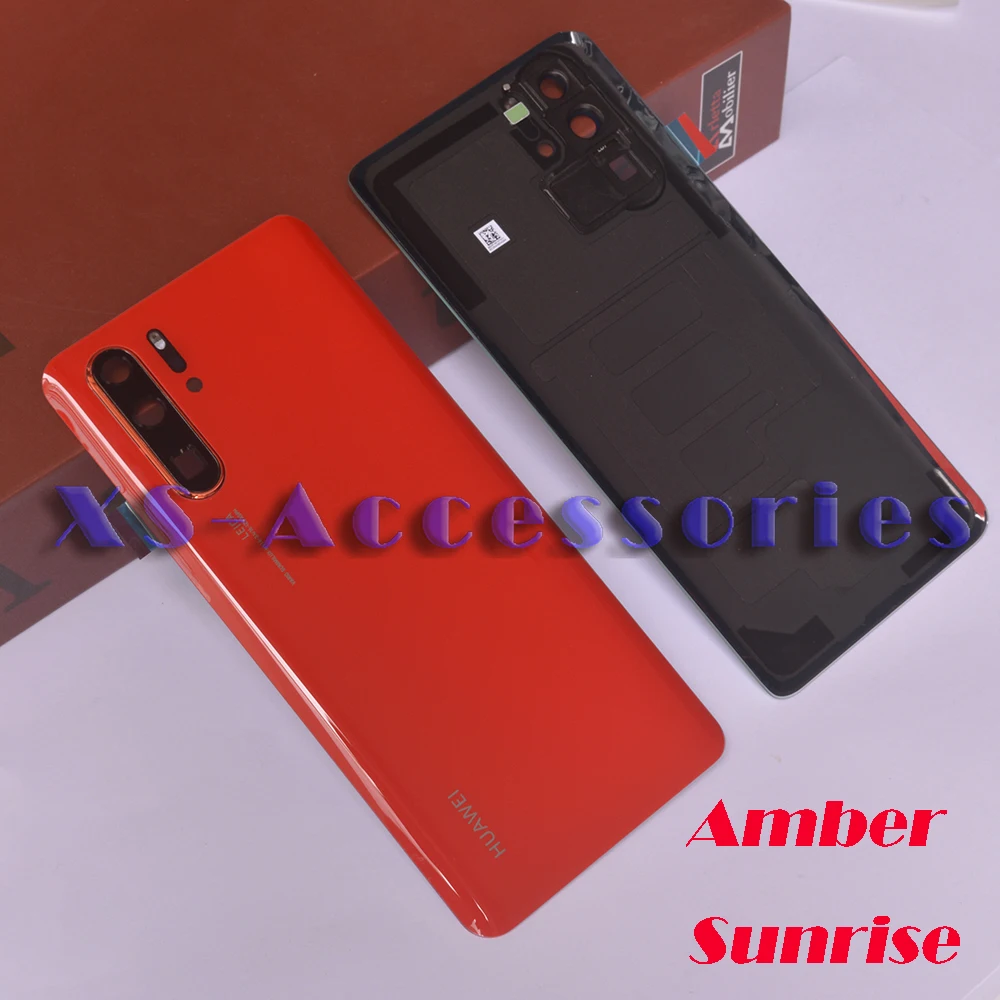 Задний корпус для huawei P30 Pro, задняя крышка, стеклянная батарея с объективом камеры, Замена для huawei P30 pro, задняя крышка батареи - Цвет: Amber Sunrise