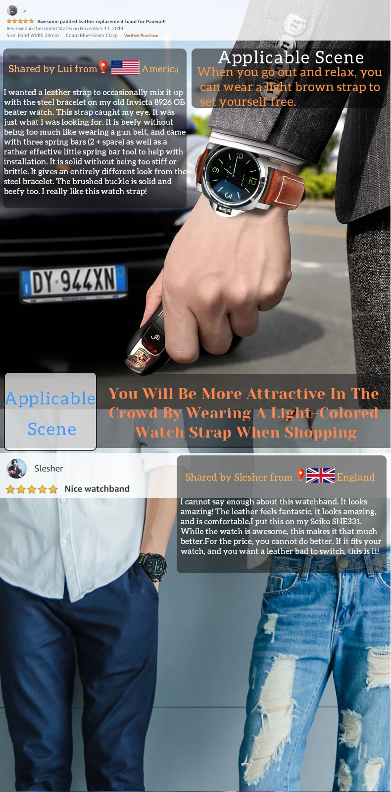 Fashion Unisex Calf Leather Watch Strap 18mm 19mm 20mm 22mm 24mm 26mm Watch Bands for Tissot Samsung Amazfit Watchband Bracelet