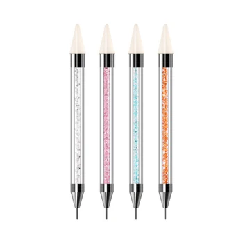 

Nail Dotting Tool Nail Art Acrylic Handle Rhinestone Crystal Brush For Nails Decoration Double Head 2 Way Dot Pen Salon Tools