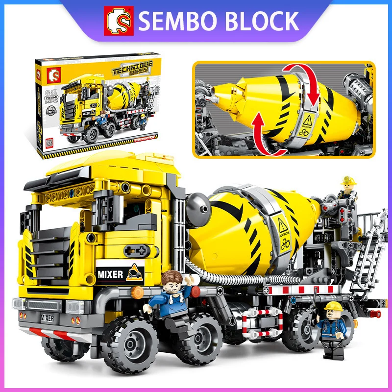

Sembo Building Block Technology Mechanical Cement Mixer Compatible With Legoing Boy 703941 Mobile Machinery Shop Hot Style Toys