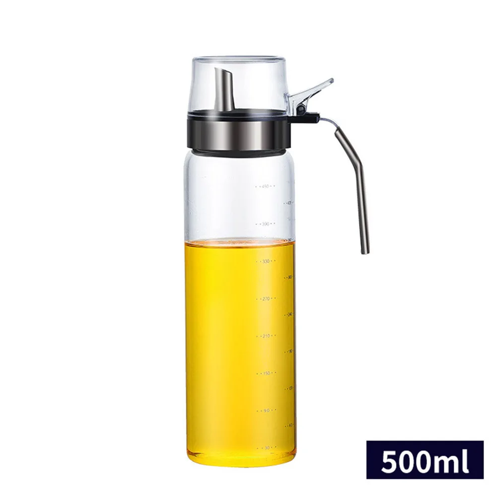 Бутылка с дозатором масла герметичная стеклянная бутылка с дозатором уксуса контейнер с распылителем для приготовления приправ кухонные инструменты - Цвет: 500ml
