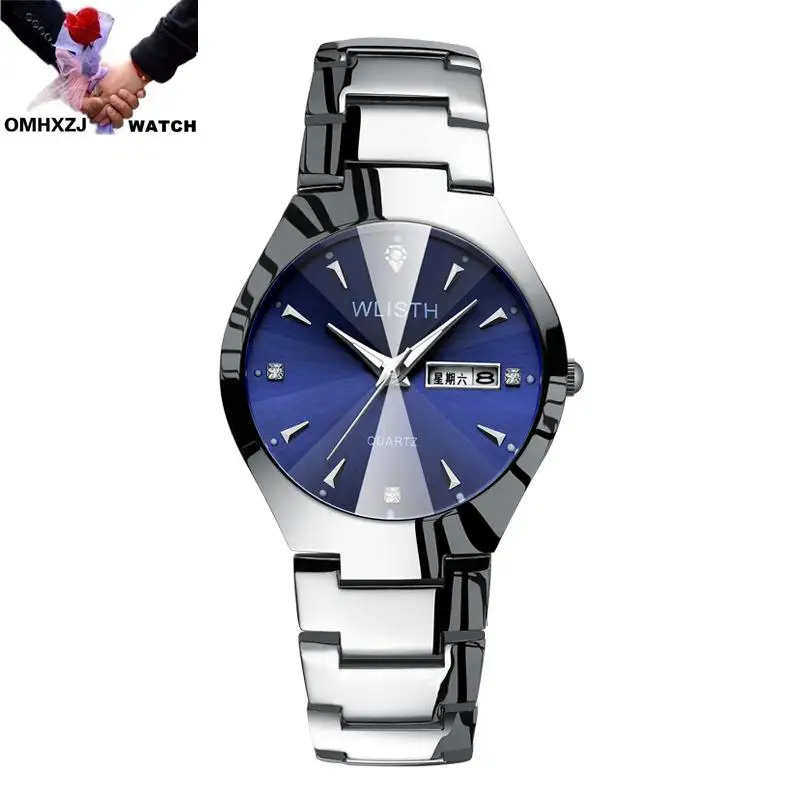 

OMHXZJ W17 Fashion classic diamond high-end luminous pointer round waterproof business quartz movement men's and women's Watches