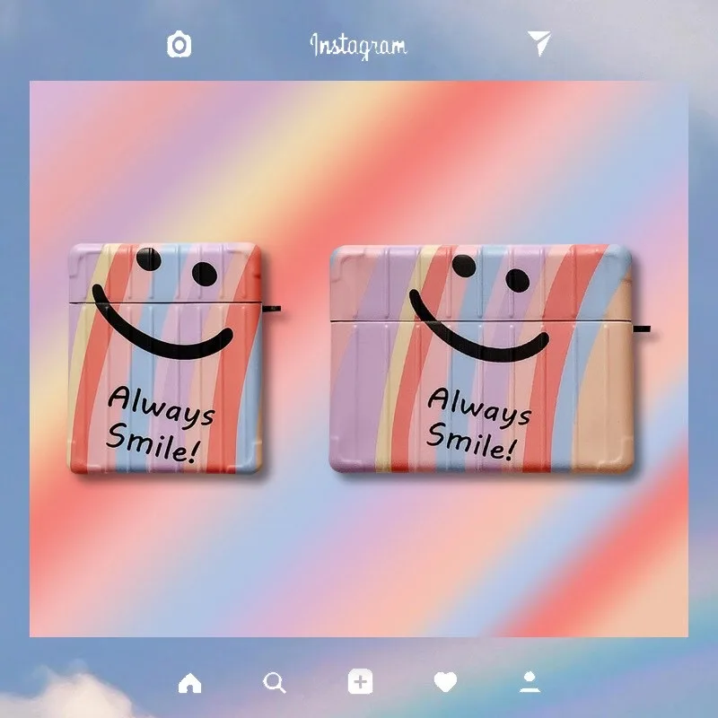 

Rainbow Smiley INS Soft Case for Apple Airpods Pro TPU Earphone Cases for airpods 1/2 Protective Cover Box Fashion Cute