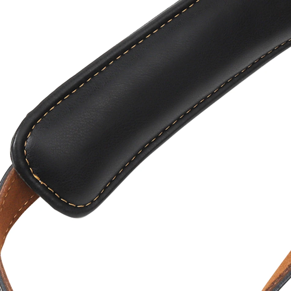 Correia de Guitarra Acolchoada de Couro de Vaca Marrom e Preto Macio Durável Ajustável Soldados Espesso Guitarra Acústica Elétrica Baixo Cinto - Image 6