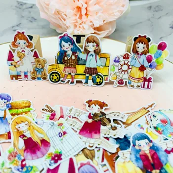 

20Pcs/Bag Girls Bus Bear Balloon Sticker DIY Scrapbooking Album Junk Journal Planner Decorative Stickers