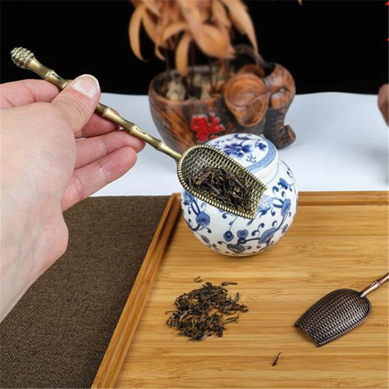 

Mini Tea Spoons Retro Copper Tea Scoop Vintage High Quality Sugar Salt Spoon Chinese Kongfu Tea Accessories Tableware