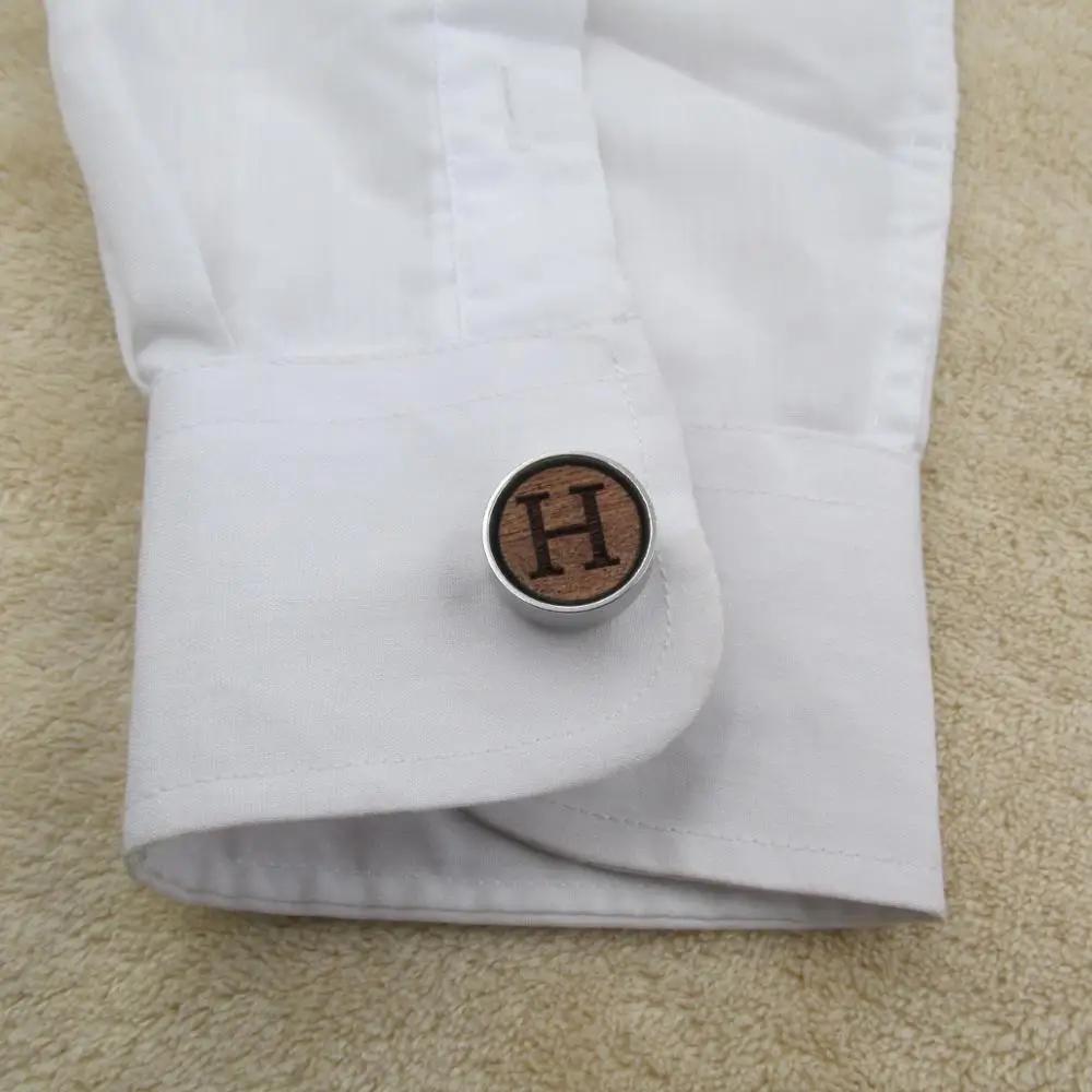 Boutons De Manchette Homme HONEY BEAR - Lettre Initiale Dorée - Laiton Plaqué Acier - Cadeau Mariage/événement Formel