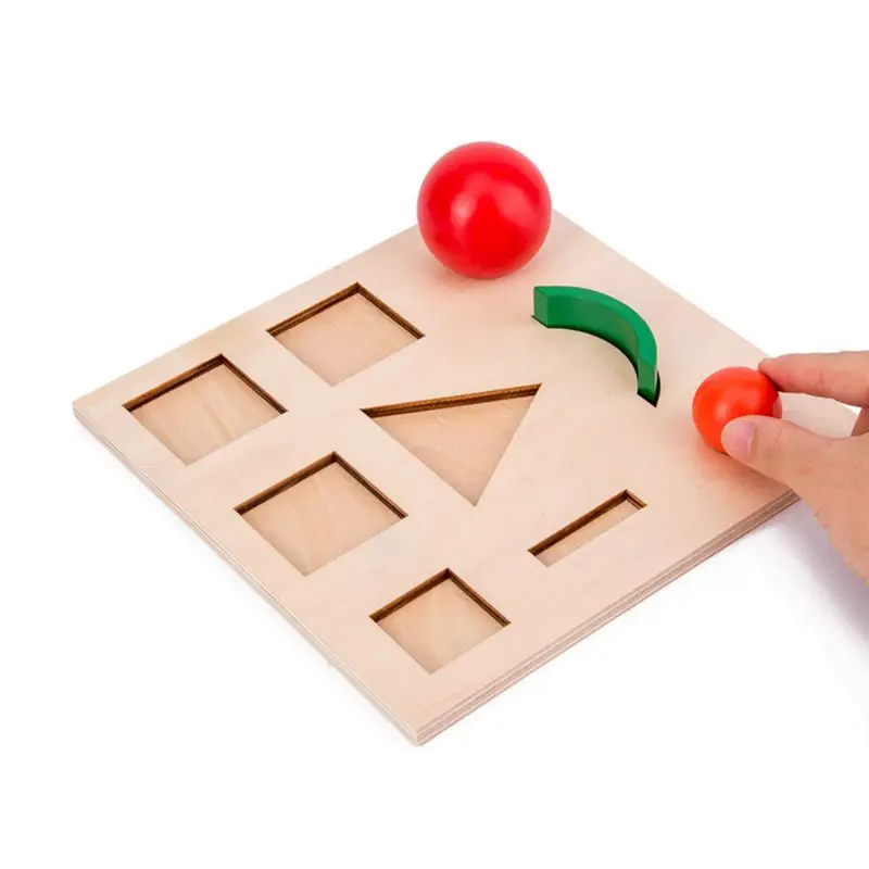 Kids Wooden Building Blocks Montessori Match Board Kindergarten Baby Gift Toy