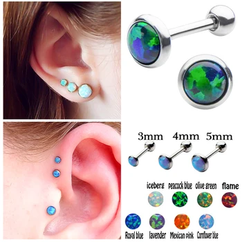 

2pcs Opal Daith Tragus Cartliage Piercing Trendy Stainless Steel Orelha Helix Ring Stud 16g Women Earring Piercings Body Jewelry