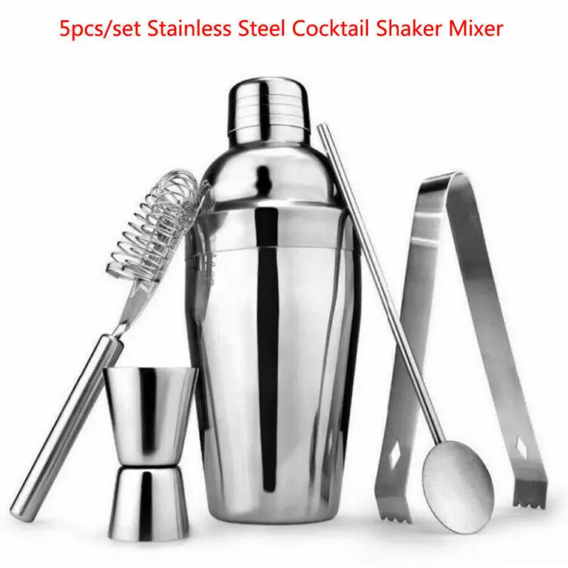 Stainless Steel Cocktail Shaker Mixer Drink Bartender Martini Tool Bar Set Kits 