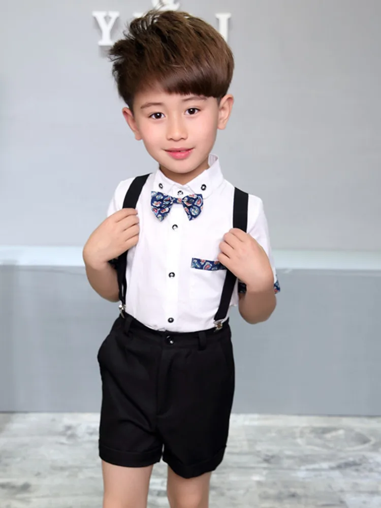 New Style Children Crawler Suspender Pants Performance Speech Wedding ban tong BOY'S Shirt
