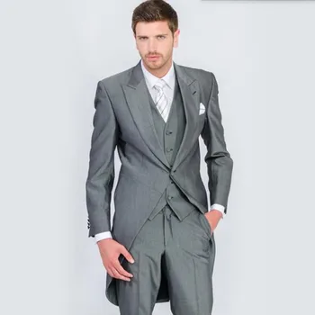 

Fashion Leisure Suit Perfect Male Suits Peaked Lapel one Button Groomsman tailcoat Wedding men Suits(Jacket+Pants+vest)