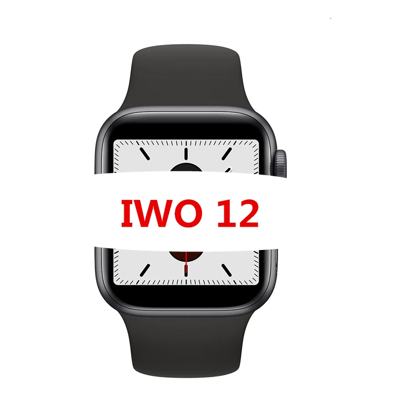Full Black Silicone Смарт-часы с Bluetooth, умные IWO 12 1:1 40/44 мм Series 5 монитор сердечного ритма ЭКГ, Смарт часы для iPhone Android телефон PK IWO на возраст 8, 9, 10, 11 - Цвет: Full Black Silicone