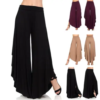 

Droppshiping Women Summer Cropped Pants Ladies Irregular Comfortable Wide Leg Pants J55