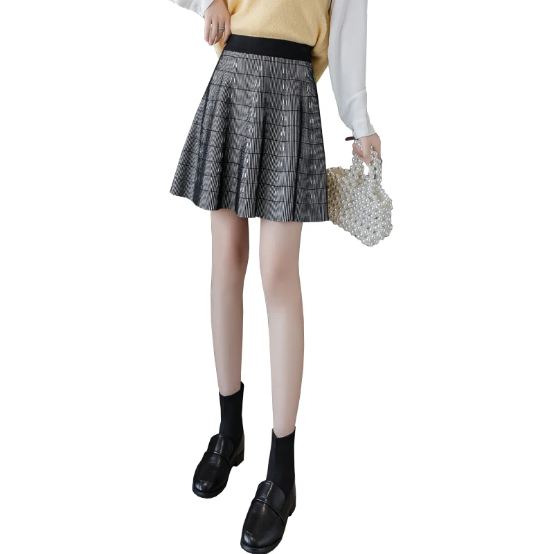 

Women Summer High Waist Skirt Female Autumn Fashion Solid Color A-line Skirt
