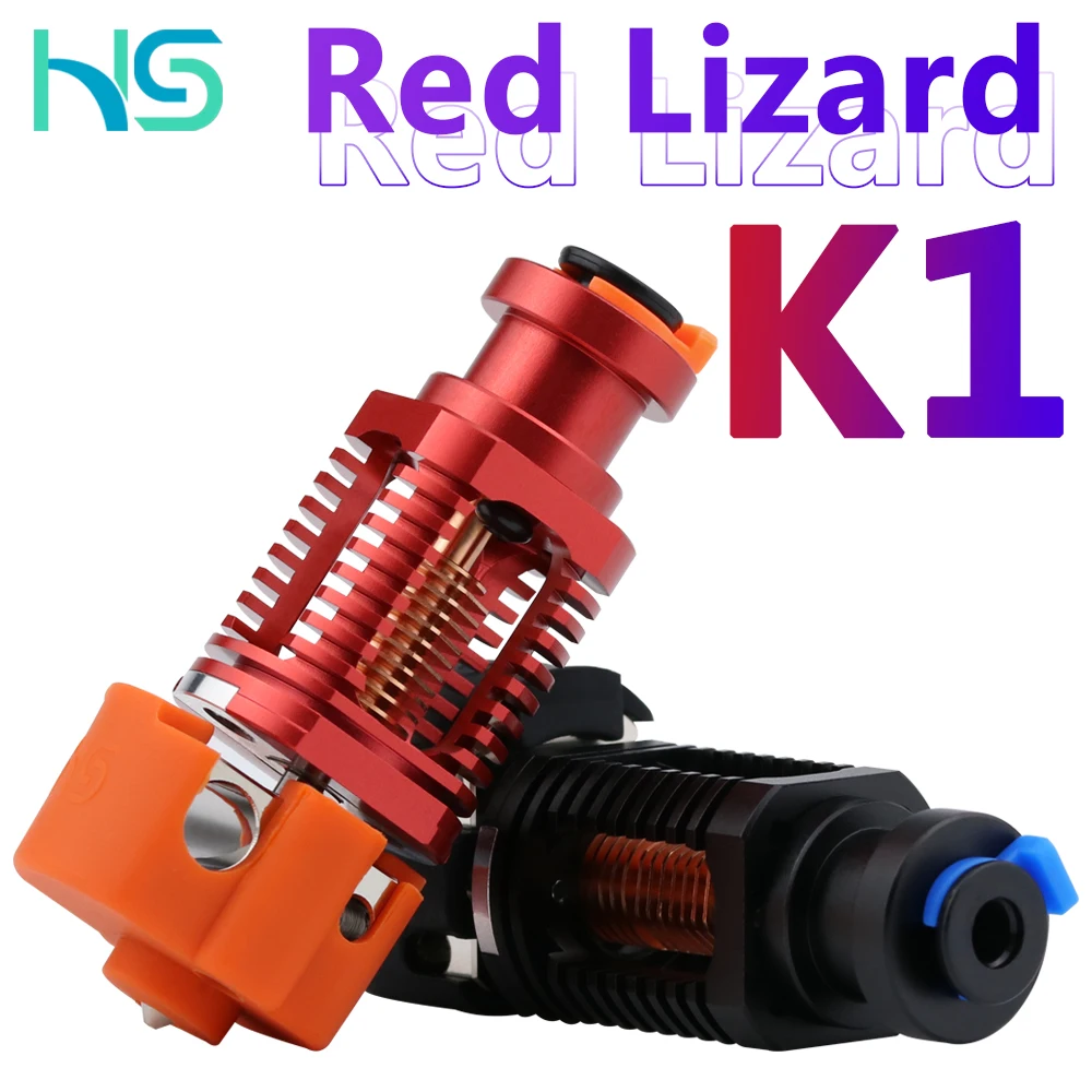 

Haldis 3D Red Lizard k1 V6 Hotend, Assembled Plated Copper Hot end for Voron 2.4 Prusa I3 MK3 Titan DDB V2 Extruder 3D Printer