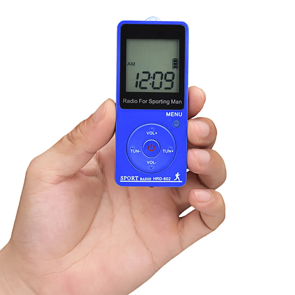 Портативный спортивный радиоприемник Mini FM AM с шагомером и большим ЖК дисплеем