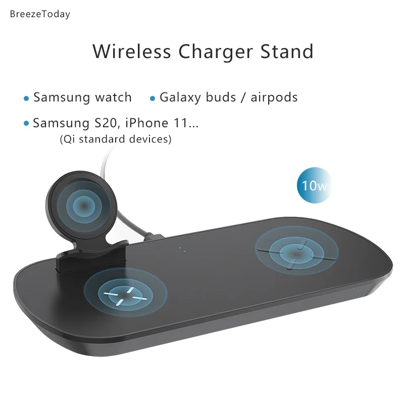 3 in 1 Wireless Charging Wireless Charger For Samsung Galaxy Buds Watch Active 1 2 3 S20 For iPhone 12 Mini 8Plus 11 Airpods Pro