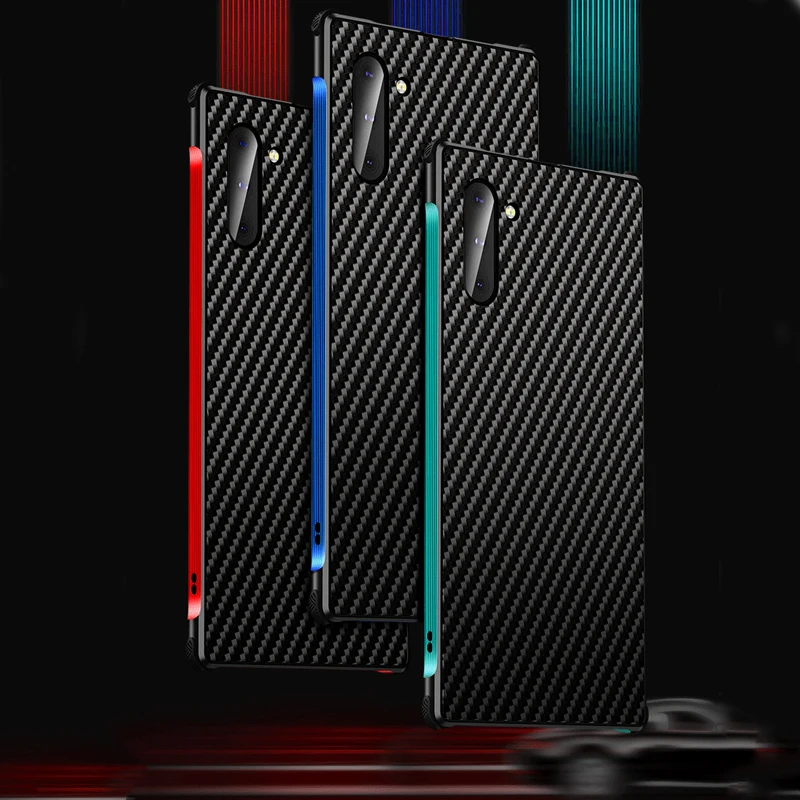 

Note 10 Pro Carbon Fiber Metal Case for Samsung Galaxy Note 10 Pro Note9 8 Hybrid Slim Shockproof Full Protection Cover Shell