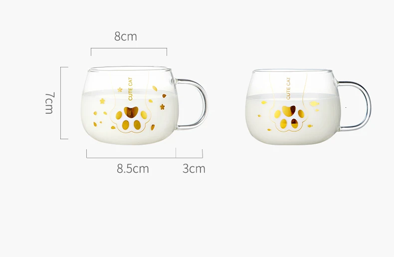 Оригинальная Милая кошачья стеклянная чашка, чашка для напитков, каша, кофейная кружка, прозрачная ВАСО стеклянная чашка для завтрака, овес, ароматизированный чай, черный чай, чайная чашка