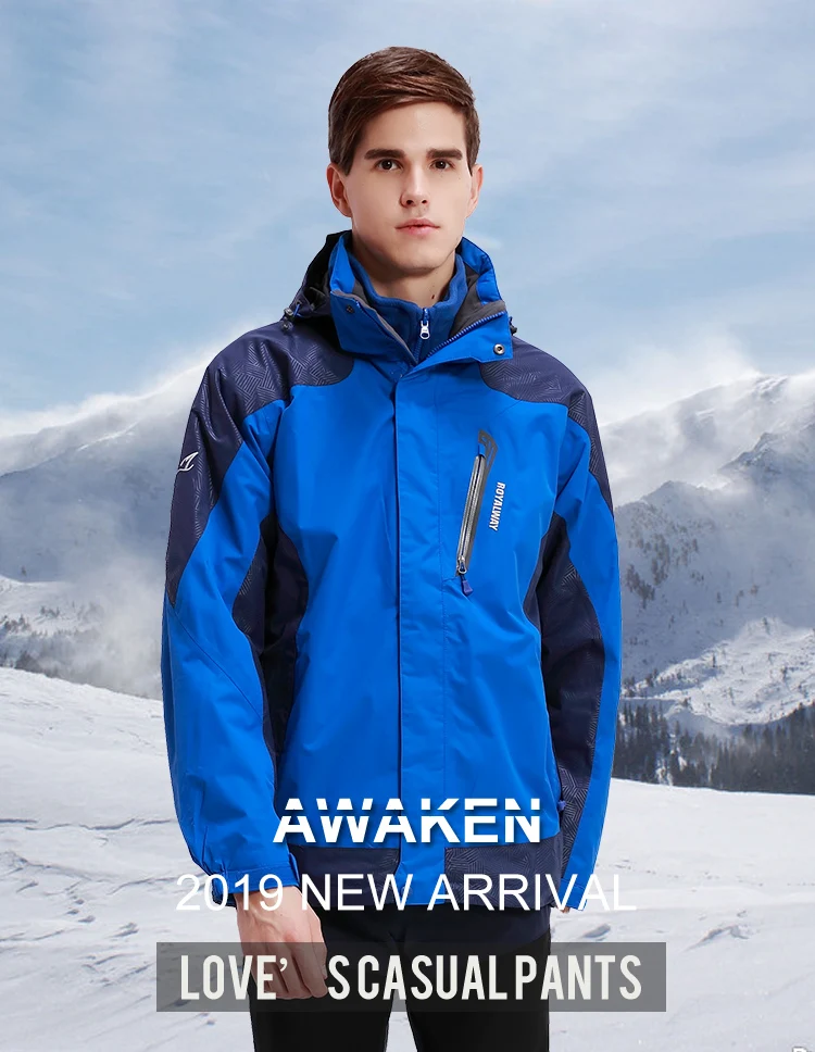 ROYALWAY New Windbreaker Winter Warm Removable Softshell LinerJackets and Coats 2 Pieces for Men Camping Hiking