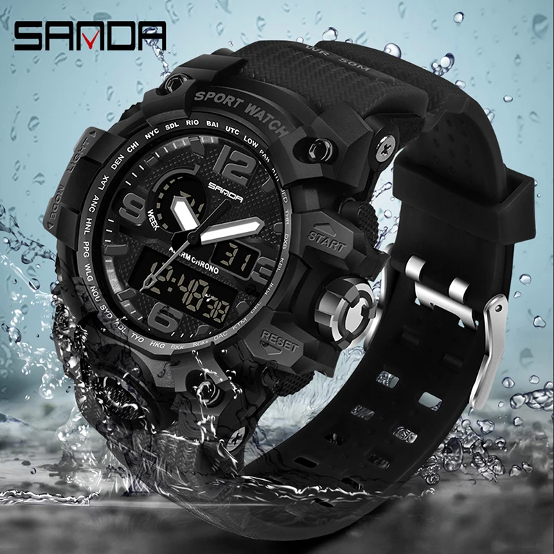 

SANDA Sports Digital Model Retro Military Waterproof Ladies Couples Students Explosions Electronic Watch relogio masculino
