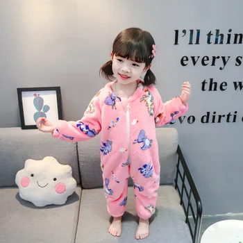 

Pajamas Children Girls Boys Cartoon Dinosaur Prints Kids Winter Flannel Nightwear Sleepwear Home Baby Onesies for Kids Pyjamas