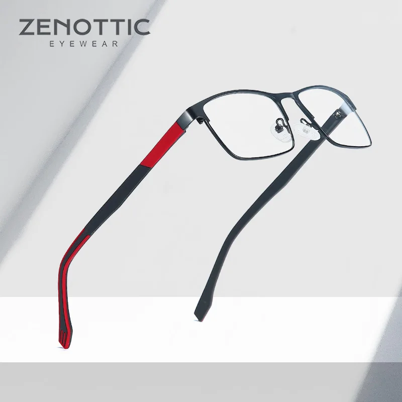 

ZENOTTIC Metal Glasses Frame Men Square Prescription Eyeglasses Anti Blue Ray Metal Optical Glasses Women Frames Eyewear BT2102