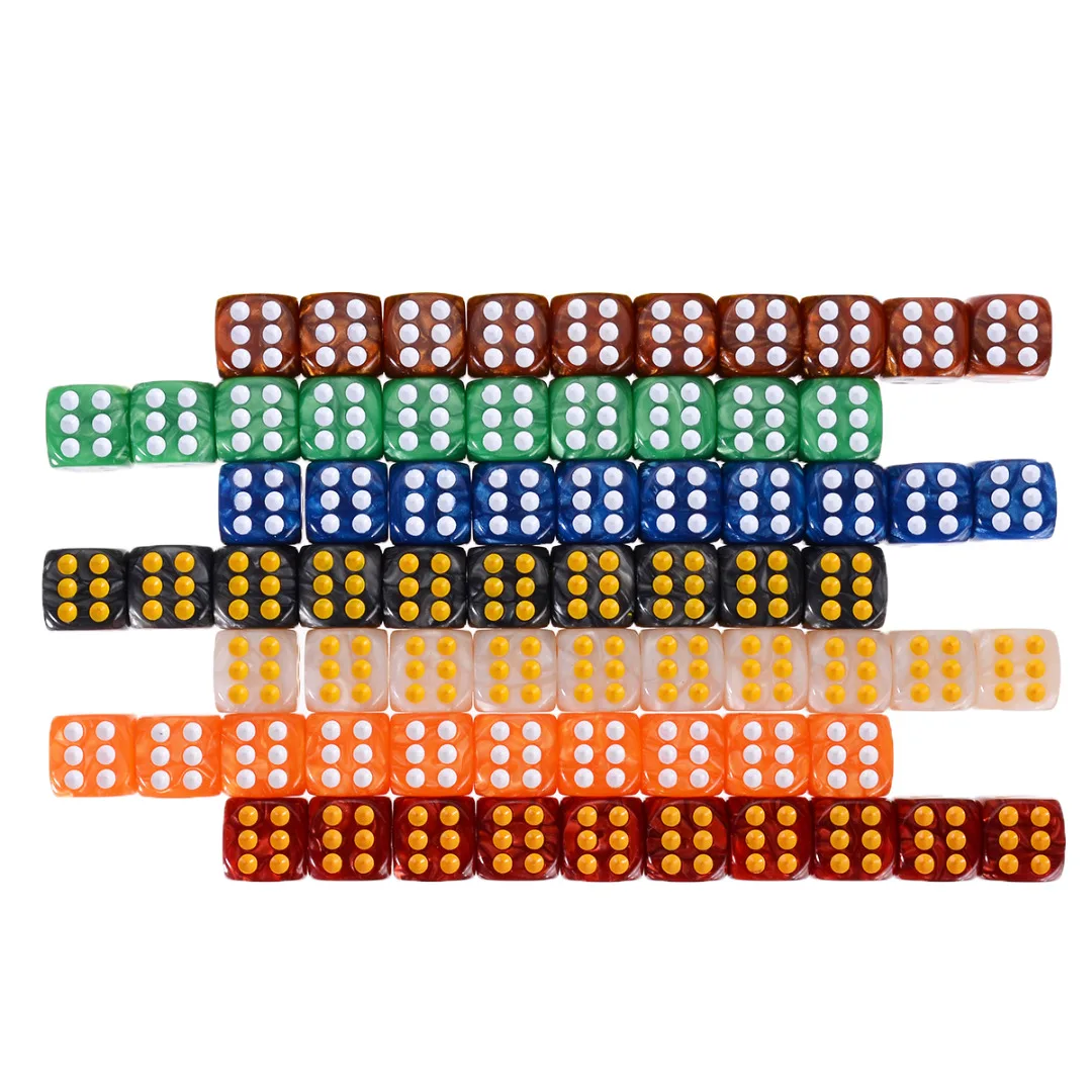 Hot 10pcs Round Corner Pearl Gem Dice 6 Sided 16mm Dice Playing Table Board Bar Games Party Funny Tools Entertainment Supplies