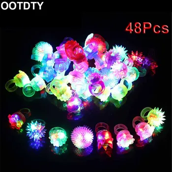 

48 Pack Light up Rings Party Favors for Kids Flashing Led Toys Glow in The Dark Party Supplies
