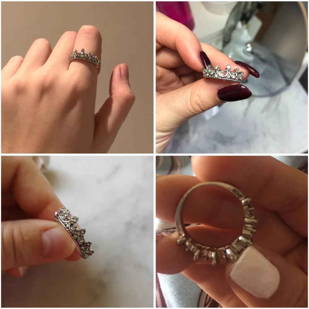 Модные Винтажные кольца с серебряными кристаллами в форме короны для женщин, вечерние ювелирные изделия на свадьбу