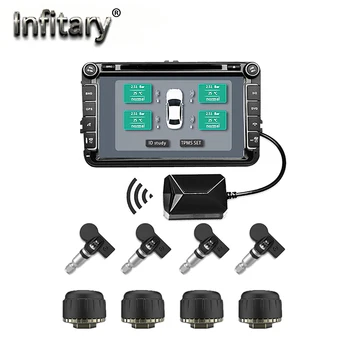 

Tire Pressure Monitoring Electric Inflator Recharge ableSystem car TPMS for Android Navigation Kit USB Interface with 4 Sensors