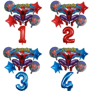 

6pcs Spider Cartoon man Foil Balloons 1 2 3 4 5 6 7st Super Hero Birthday Party Decorations 30inch Number Balloon Star Kids Toys