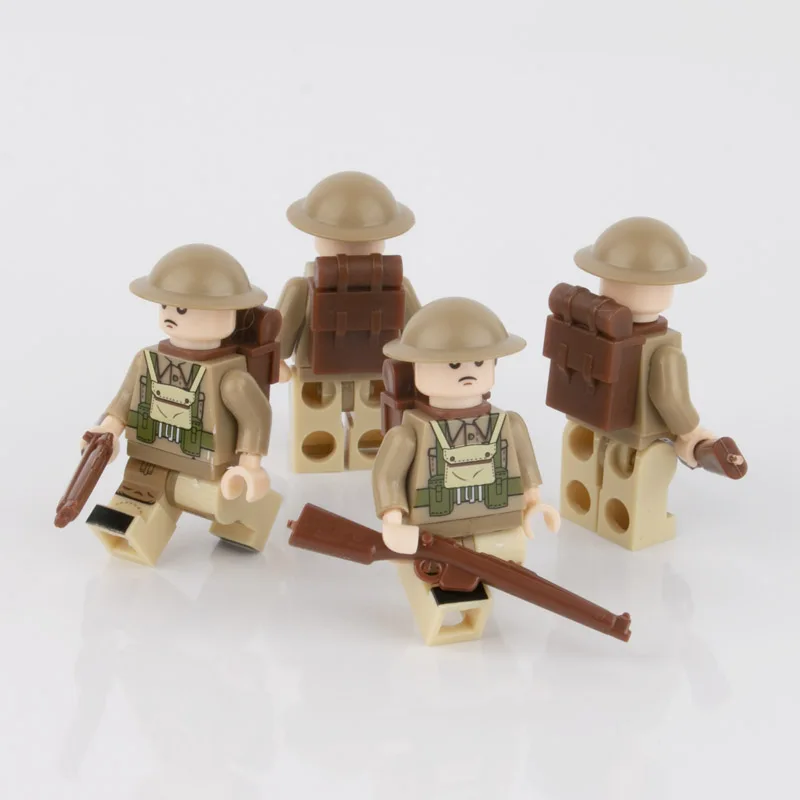 WW2 Военные солдаты британской армии медицинский солдат пехота рисунок полевые военные строительные блоки оружие Блоки для оружия игрушка ребенок D138