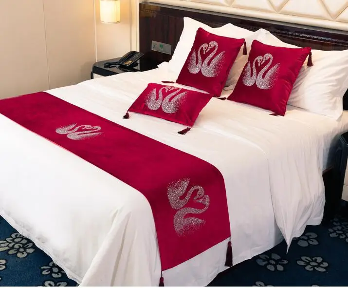 Лебедь дизайнерские покрывала 45 см ширина кровать бегун роскошное покрывало декоративная наволочка полиэстер домашнего использования отеля
