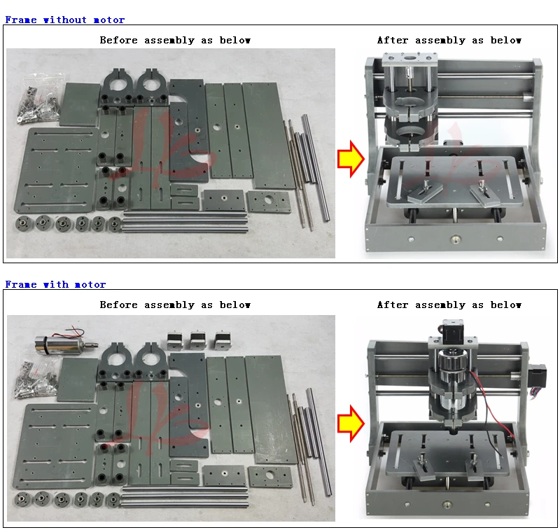 DIY CNC 2020 frame Engraving Drilling and Milling Machine with motor for woodworking router